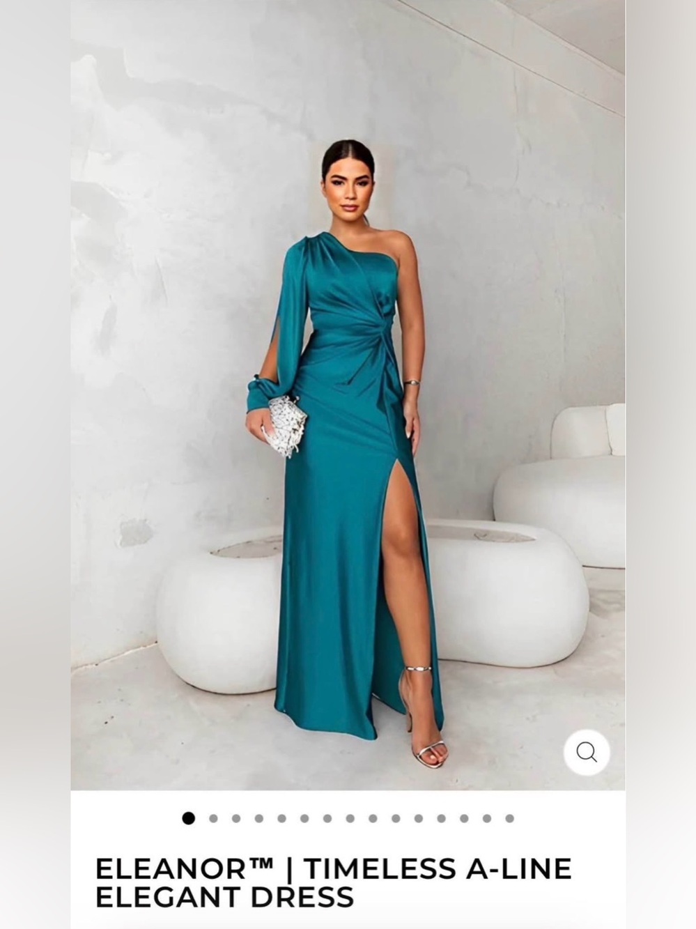 Teal One Shoulder Wedding Guest Dress